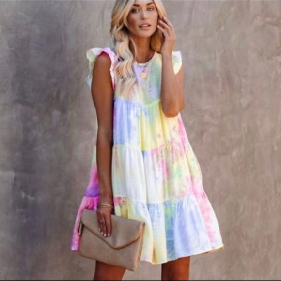 Vici hotshot pocketed tie dye babydoll dress 💕 - Picture 2 of 4